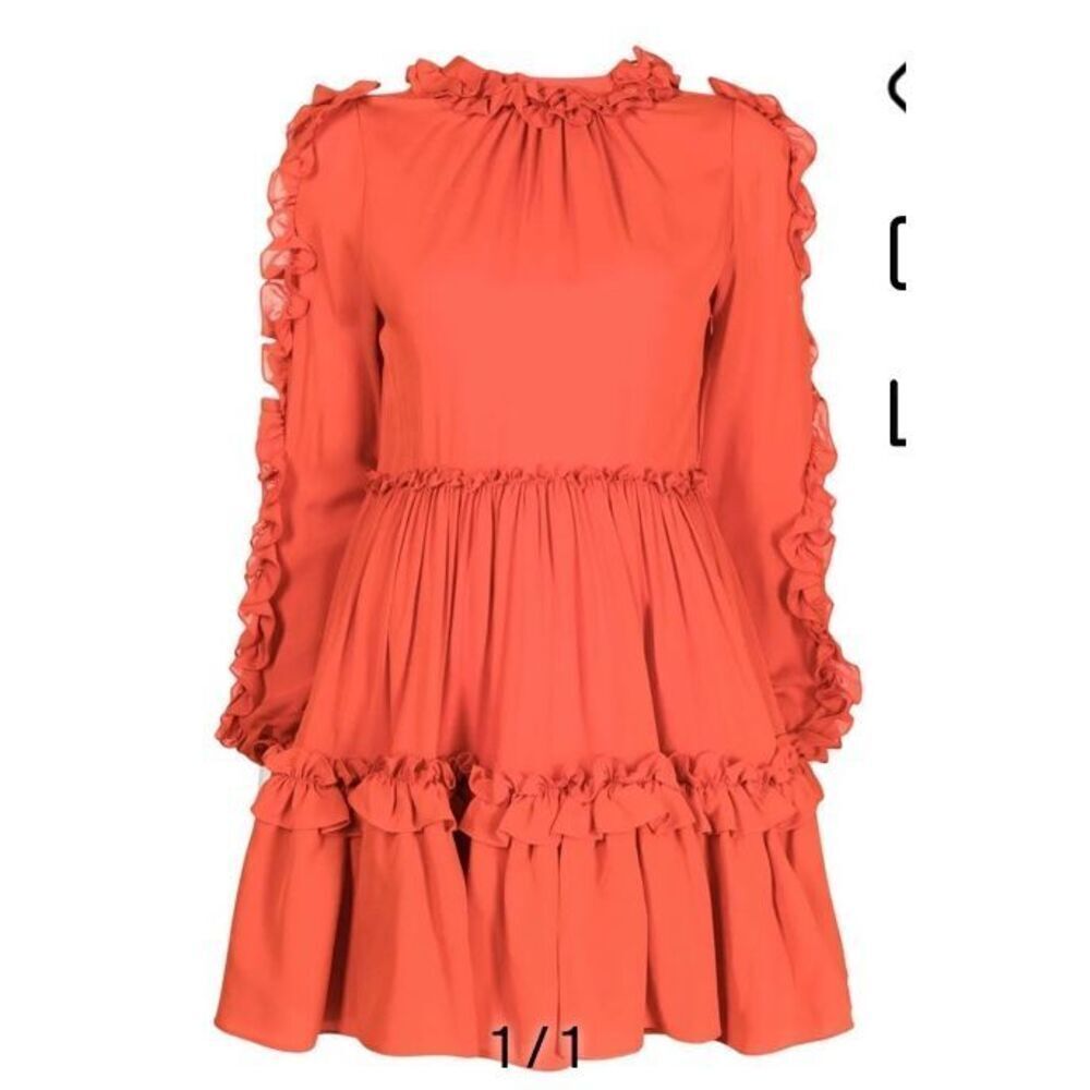DICE KAYEK Ruffled Mini Dress in Burnt Orange NWT Size 36/ US 4